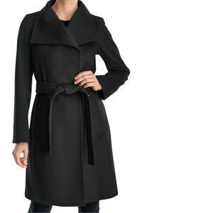 Michael Kors Belted Asymmetrical Wool Blend Trench Coat